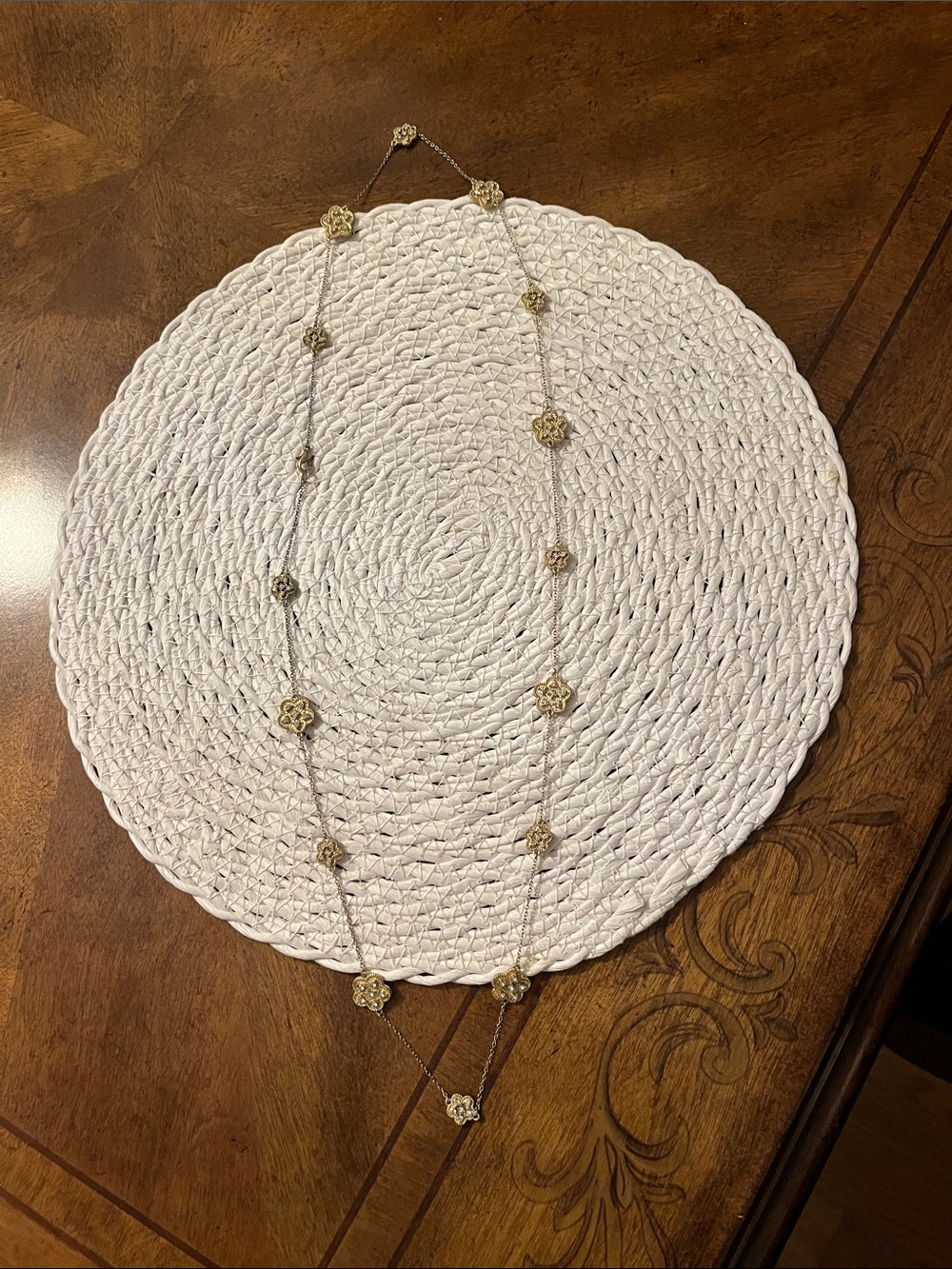 Landau Gold Filigree Station Long Necklace